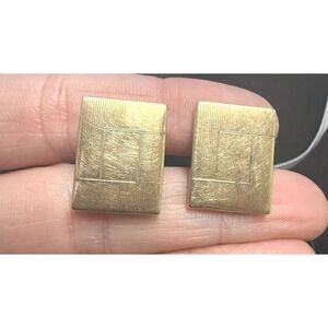 Hadley Vintage 1/20 12K Gold Filled Cufflinks Etched Geometric Rectangle USA